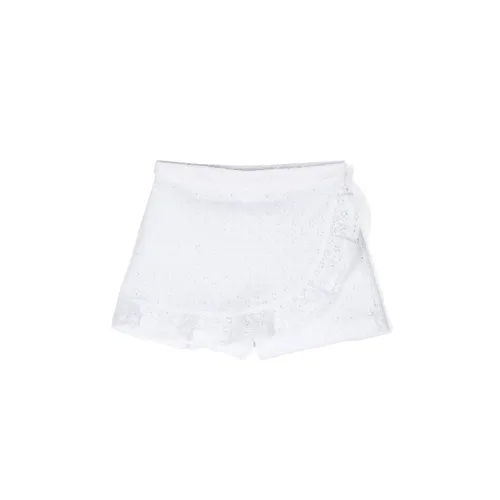 Philosophy di Lorenzo Serafini , White Embroidered Shorts for Girls ,White female, Sizes:
