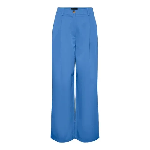 Pieces , 17137934 Flared Trousers ,Blue female, Sizes: