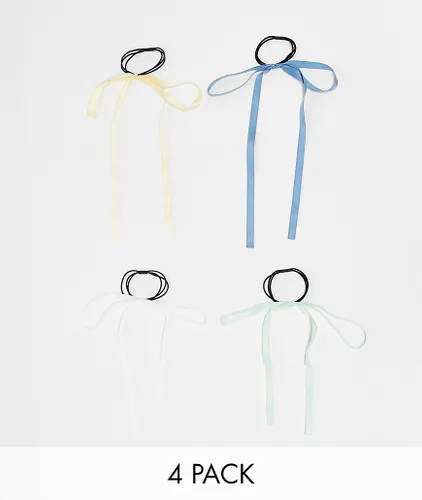 Pieces 4 pack bow detail hairbands in pastel multi