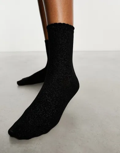 Pieces glitter socks in black