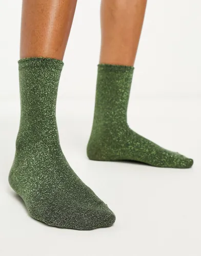 Pieces glitter socks in olive-Green
