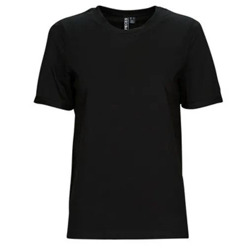 Pieces  PCRIA SS FOLD UP SOLID TEE  women's T shirt in Black