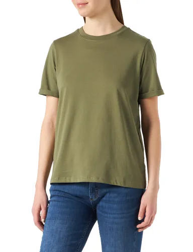 Pieces Ria Fold Up Solid Short Sleeve T-shirt