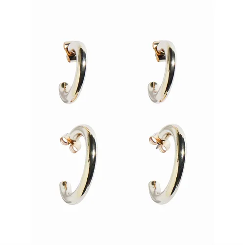 Pieces Womens Amine Two Pack Hoop Earrings Gold