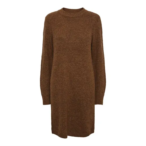 Pieces Womens Ellen O Neck Knitted Dress Chicory Coffee