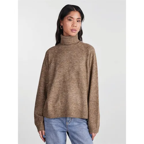 Pieces Womens Juliana Roll Neck Knitted Jumper Fossil