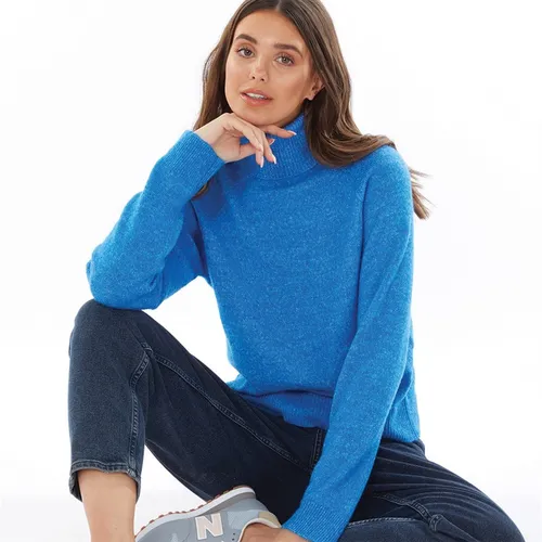 Pieces Womens Juliana Roll Neck Knitted Jumper French Blue
