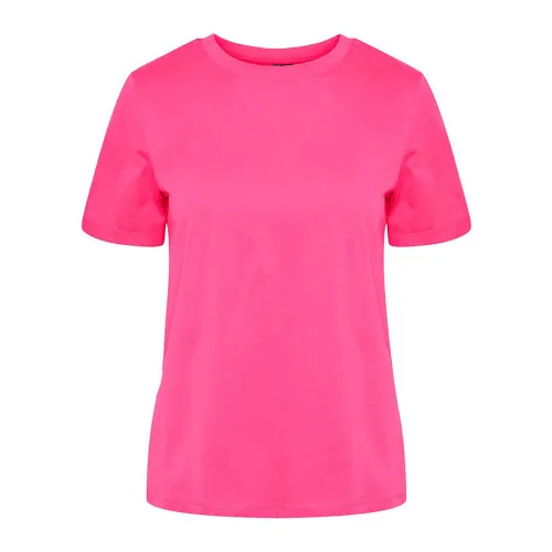 PIECES Women's Pcria Ss Fold Up Solid Tee Noos Bc T-Shirt