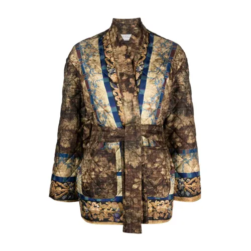 Pierre-Louis Mascia , Silk Blend Kimono Jacket - Brown ,Brown female, Sizes: