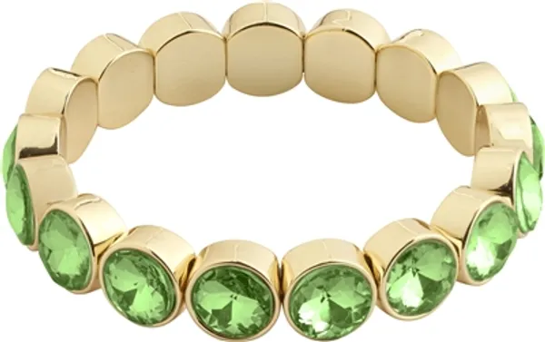 Pilgrim Gold + Green Callie Crystal Stretch Bracelet - 17cm