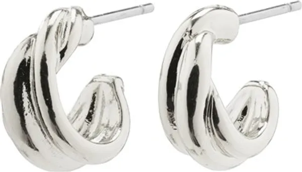 Pilgrim Silver Jonna Twirl Huggie Hoop Earrings - Silver