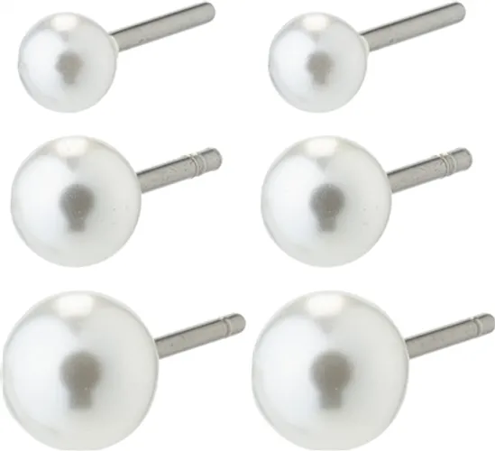 Pilgrim Silver Pearl Stud Earring Set - Silver