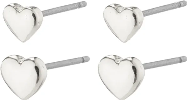 Pilgrim Silver Recycled Afrodite Heart Earring Set - Silver