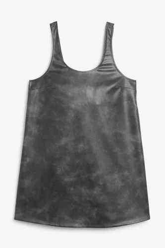 Pinafore faux leather mini dress - Black