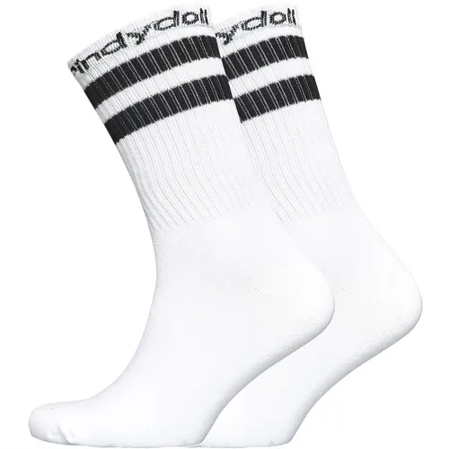 Pindydoll Womens Bea Two Pack Two Stripe Boot Socks White/White