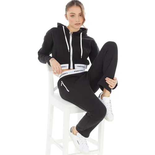 Pindydoll Womens Rhodes Two Piece Zip Hoodie And Joggers Set Black