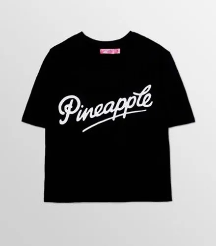 Pineapple Black Logo Crop T-Shirt New Look