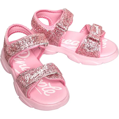 Pineapple Girls Glitter Ankle Strap Sandals Pink Glitter