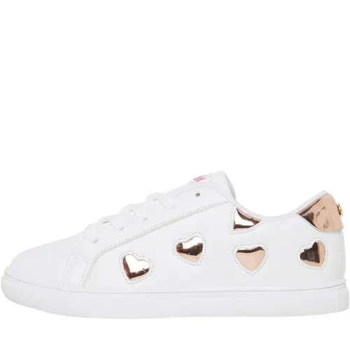 Pineapple Junior Girls Gold Heart Cup Sole Lace Up Trainers White/Gold
