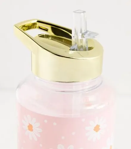 Pink Daisy Print 1L Water Bottle New Look