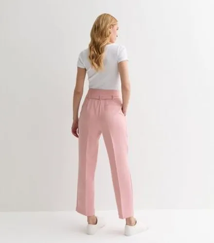 Pink High Waist Paperbag Trousers New Look