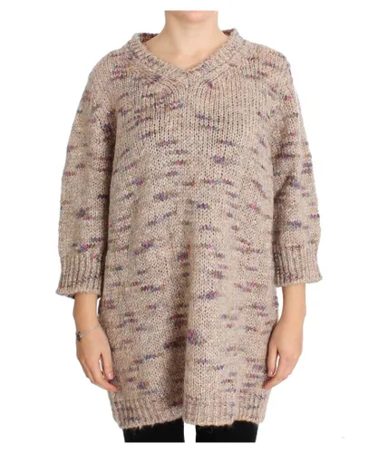 Pink Memories Womens Knitted Oversize Sweater - Beige