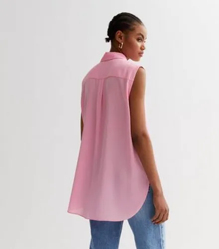 Pink Sleeveless Oversized Shirt New Look