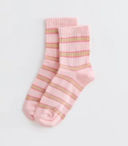 Pink Stripe Tube Socks New Look