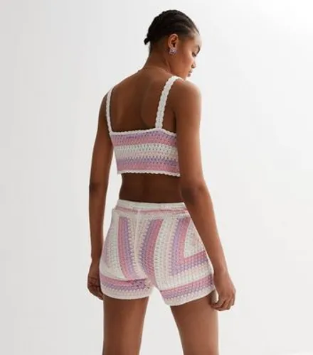 Pink Vanilla Pink Crochet Shorts New Look