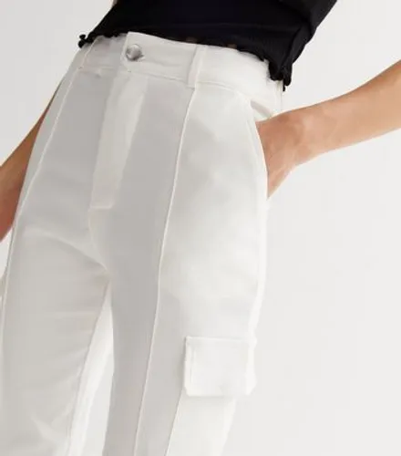 Pink Vanilla White Cuffed Utility Trousers New Look