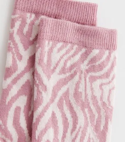 Pink Zebra Print Socks New Look