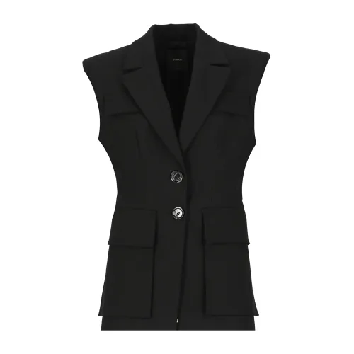 Pinko , Black Cotton Sleeveless Gilet Jacket ,Black female, Sizes: