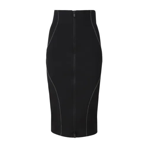 Pinko , Black Midi Pencil Skirt with Front Zip ,Black female, Sizes: