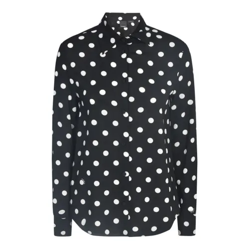 Pinko , Black Polka-Dot Long-Sleeve Shirt ,Black female, Sizes: