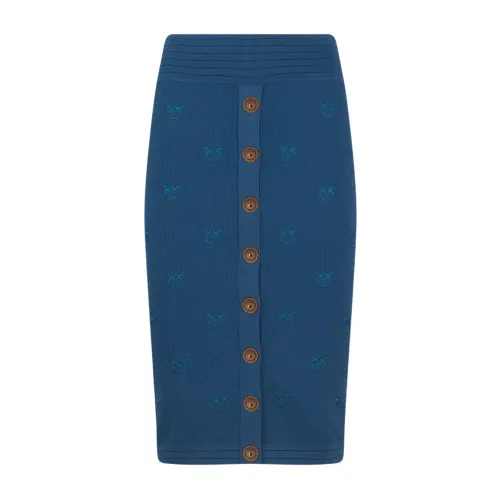 Pinko , Blue Jacquard Lovebirds Embroidery Dress ,Blue female, Sizes: