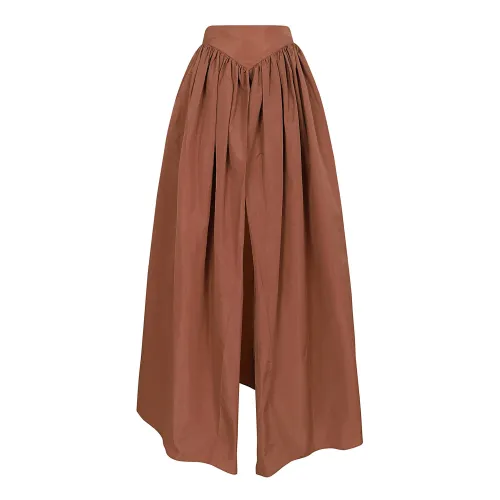 Pinko , Botticino Taffeta Skirt ,Brown female, Sizes: