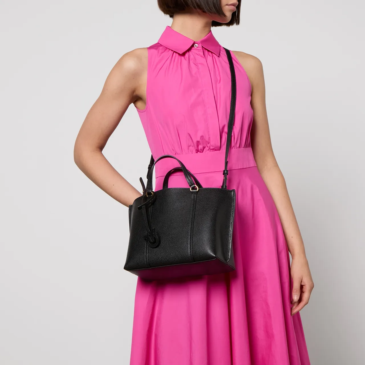Pinko Carrie Classic Bottalato Fontana Shopper Leather Tote Bag
