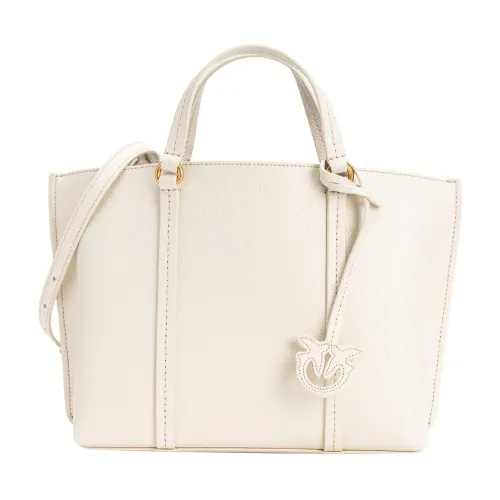 Pinko , Classic Leather Shopper Bag ,White female, Sizes: ONE SIZE