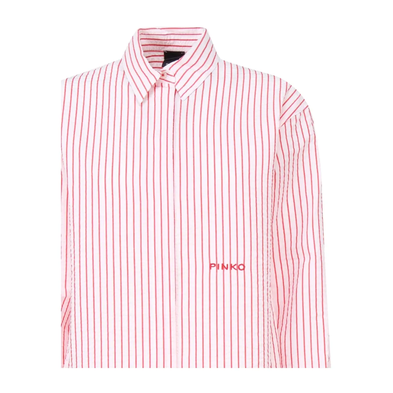Pinko , Classic Oversize Striped Shirt ,Red female, Sizes: