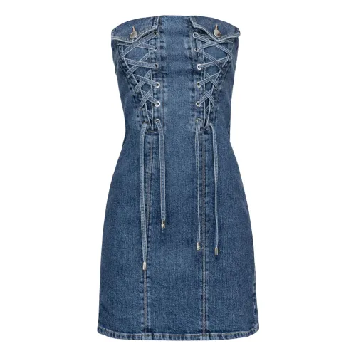 Pinko , Denim Dress with Zipper Closure ,Blue female, Sizes: