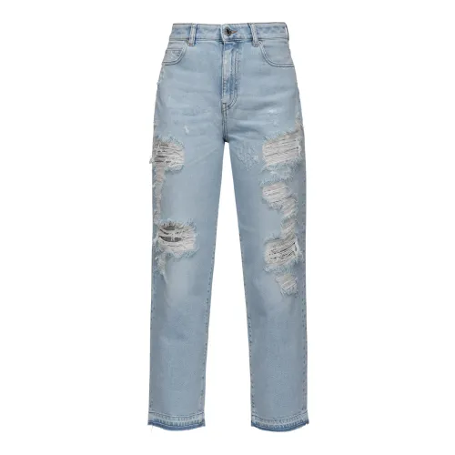 Pinko , Distressed mom-fit jeans ,Blue female, Sizes:
