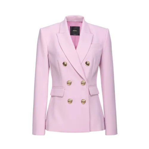 Pinko , Double-Breasted Blazer Jacket with Metal Buttons ,Pink female, Sizes: