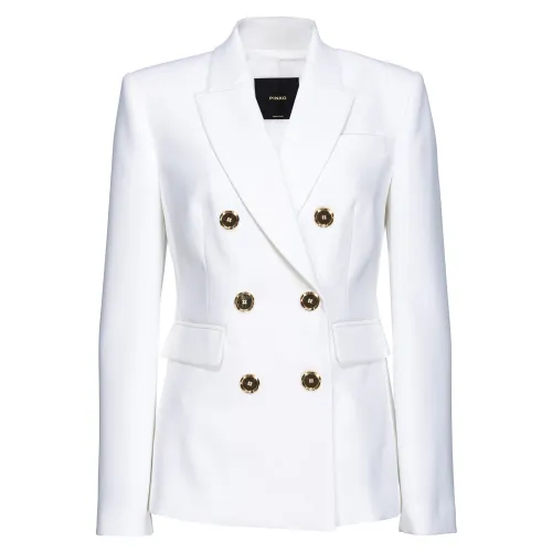 Pinko , Double-breasted Blazer with Metal Buttons ,White female, Sizes: