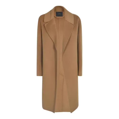 Pinko , Elegant Camel Moccaccino Wool Coat ,Brown female, Sizes: