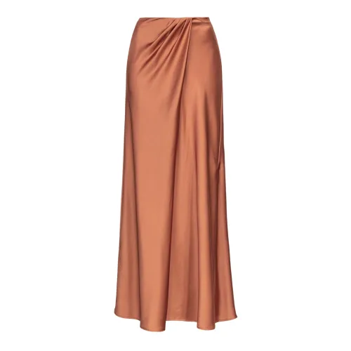 Pinko , Elegant Hammered Satin Wrap Skirt ,Brown female, Sizes: