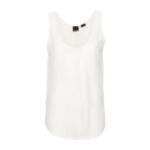 Pinko , Embroidered Logo Sleeveless Top ,White female, Sizes: