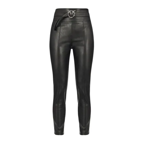 Pinko , Faux Leather Campus Pants ,Black female, Sizes: