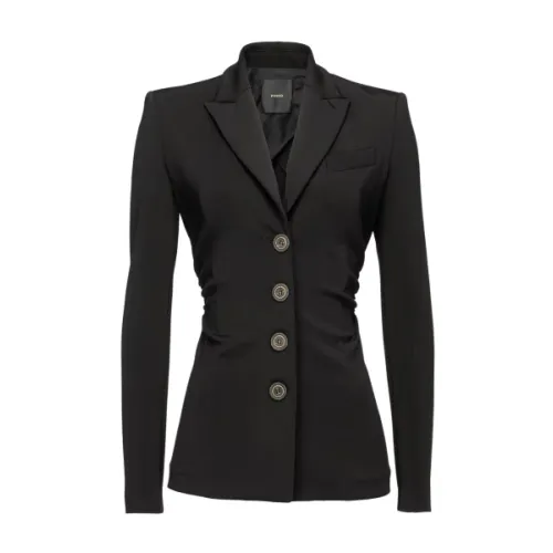Pinko , Fitted Black Blazer in Stretch Neoprene Fabric ,Black female, Sizes: