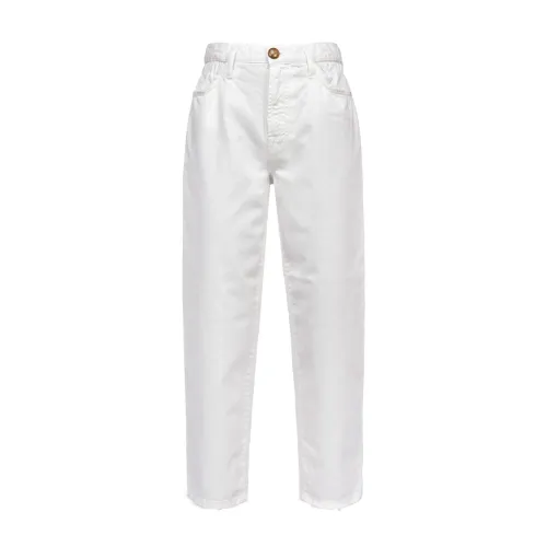 Pinko , Flexi Maddie Mom-Fit Jeans with Elastic Waist ,White female, Sizes: