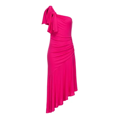 Pinko , Flounce One-Shoulder Dress ,Pink female, Sizes: